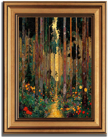 Dark Forest Canvas Wall Art Framed Moody Trees Flower Decor Picture Vintage Luxury Bedroom Living Poster Prints for