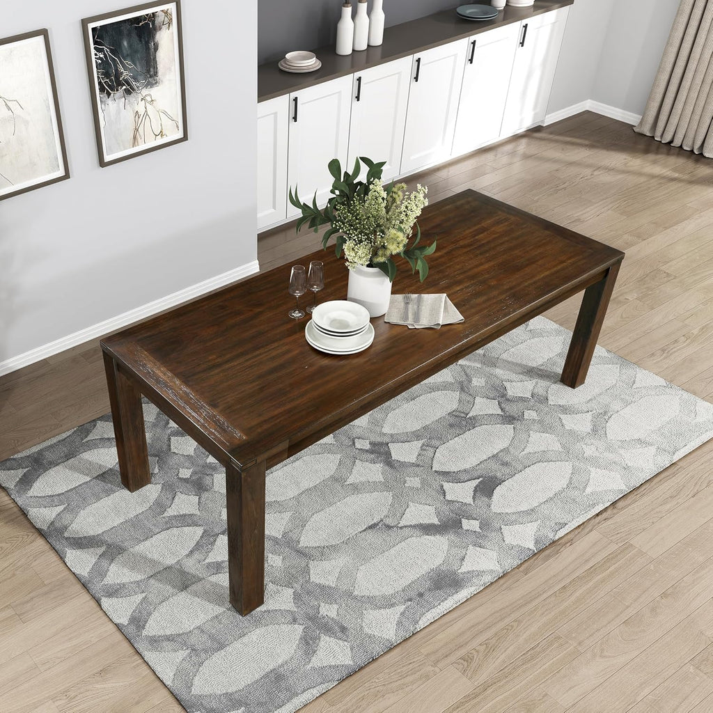79" Dining Table for 8, Modern Rectangular Dining Room Table, Solid Acacia Wood Dining Table, Modern Wood Table with