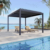 10X12 FT Pergola with Independent Adjustable Rainproof Roof