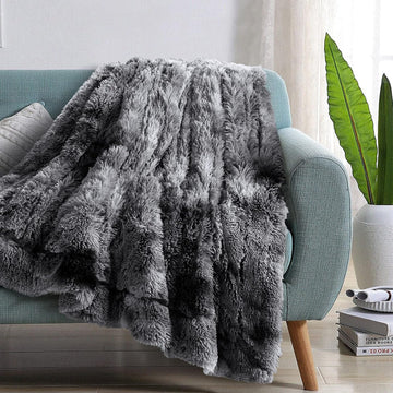 Soft Faux Fur and Sherpa Shaggy Throw Blanket,Reversible Warm Thick Fleece Fuzzy Shag Throws, Luxury Furry Plush