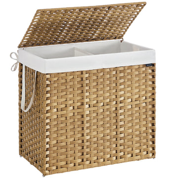 Laundry Hamper with Lid, 43.2Gal (160 L) Synthetic Rattan,Foldable