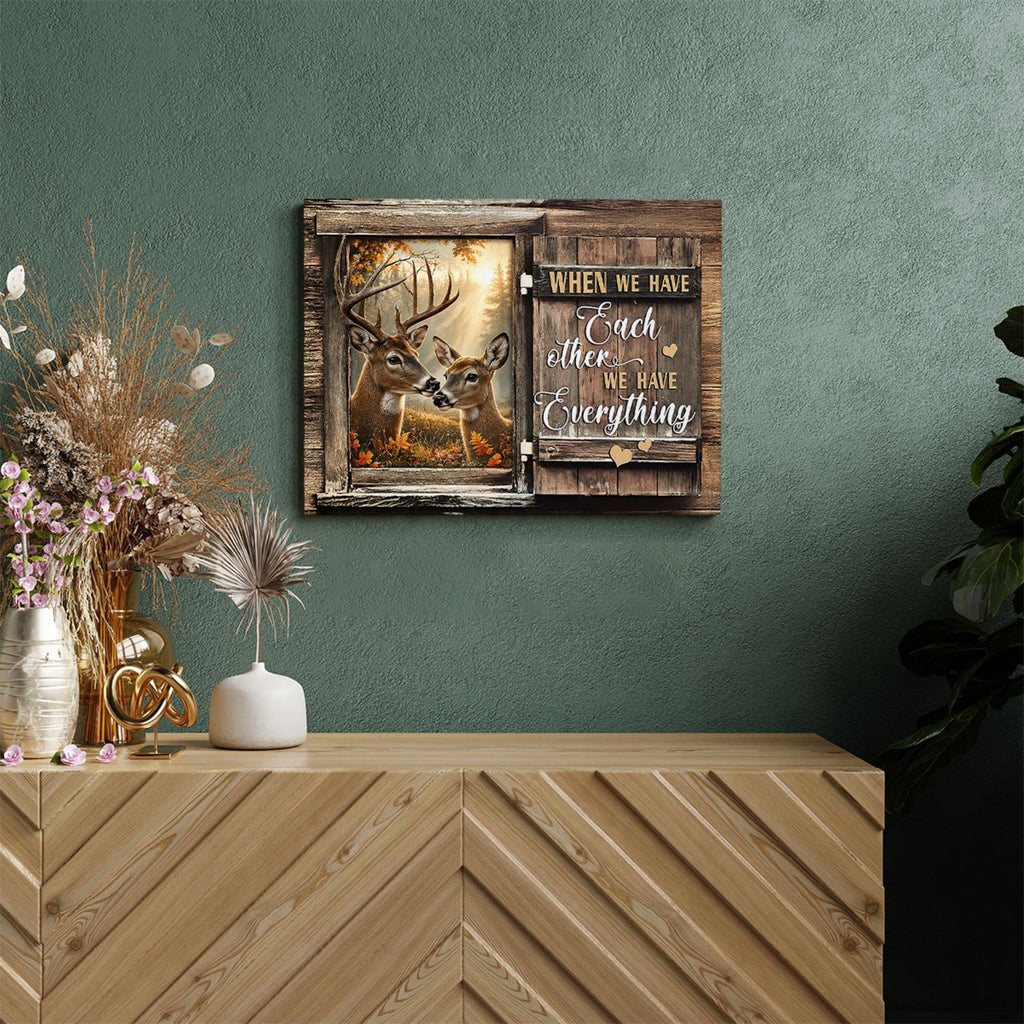 Farmhouse Deer Couple Decor Wall Art, Rustic Country Pictures 20"x24"