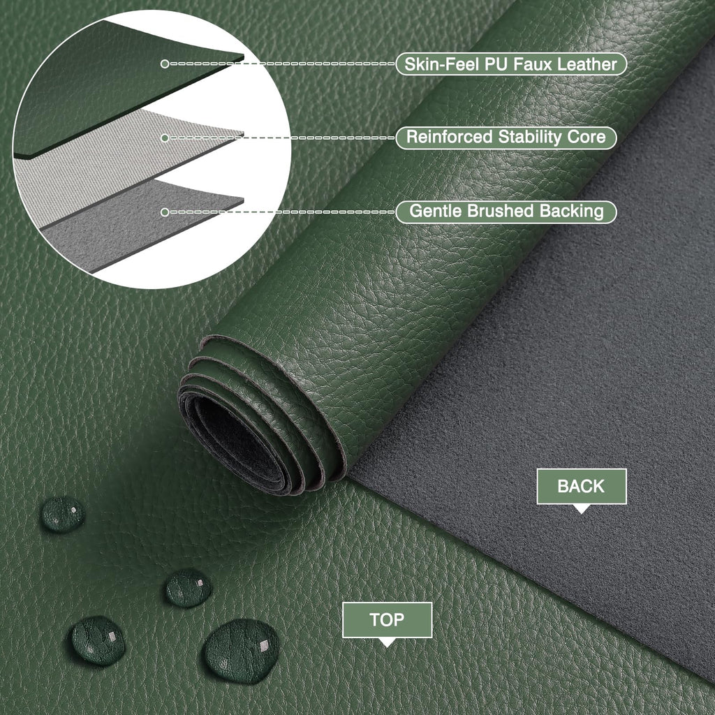 Faux Leather Fabric by The Yard, 55" W, Green