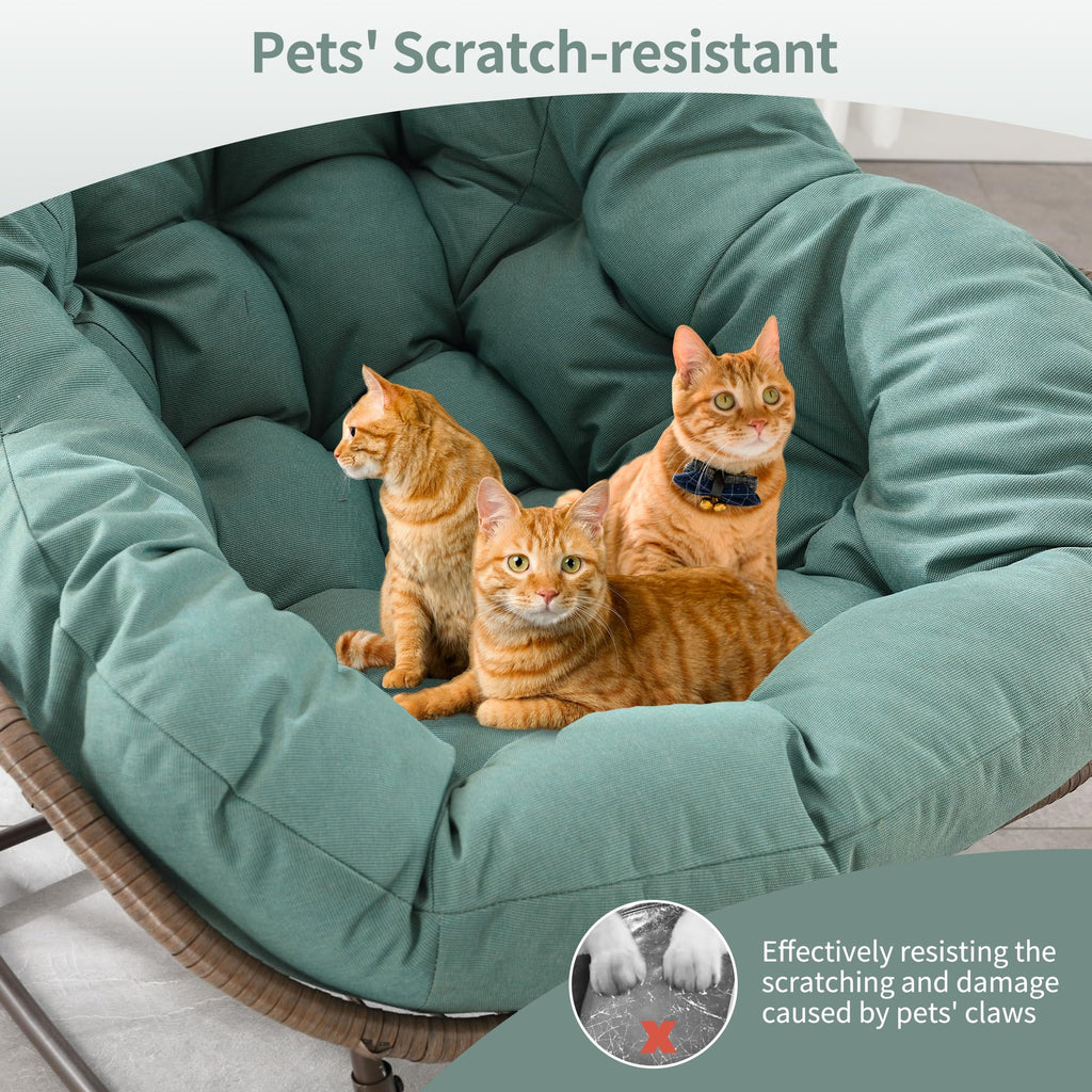 Outdoor Patio Rocking Chairs Set of 2, Oversize Papasan Rock Chair