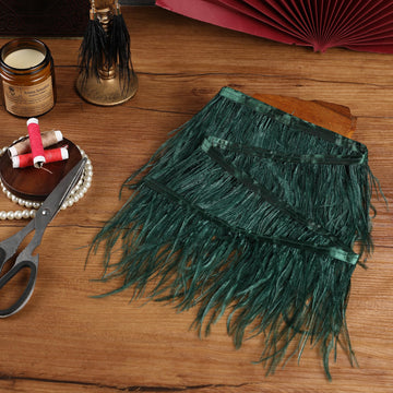 4-5inch Blackish Green Ostrich Feather Trim for Sewing,2Yards