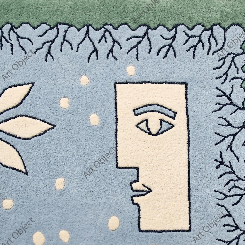 Hand Tufted Wool Area Rug, Scandinavian Abstract