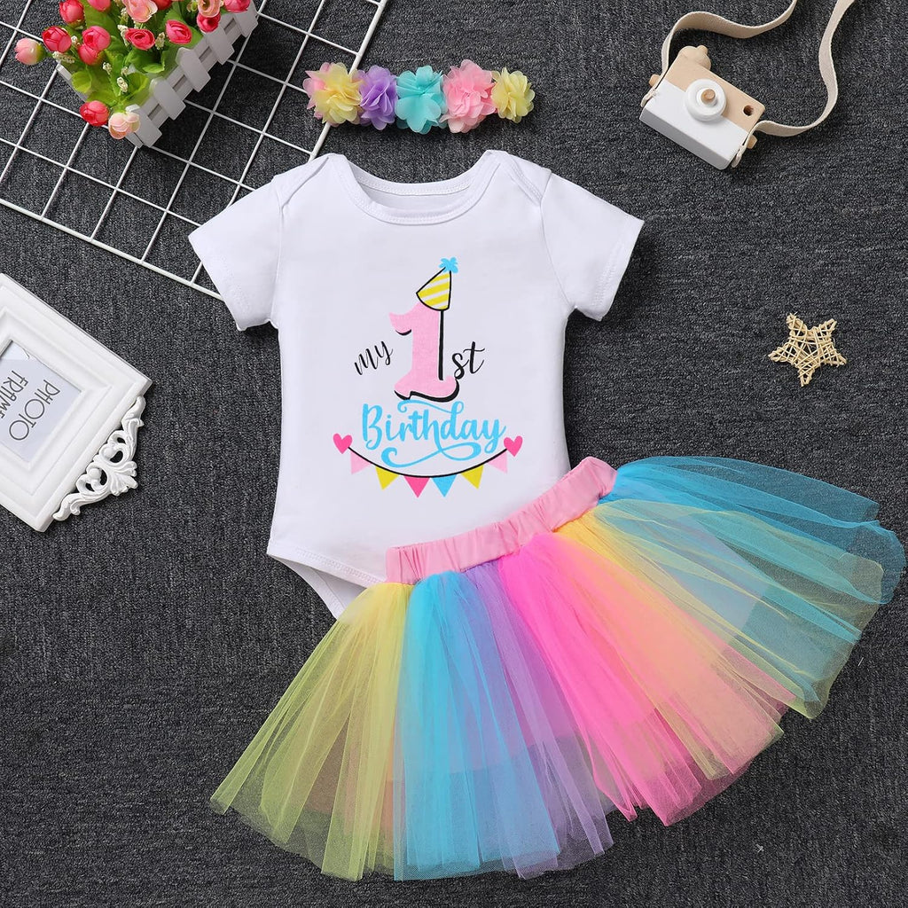 Baby Girl Toddler Kids 1st / 2nd / 3rd Birthday Party Cake Smash Tutu Set 3pcs