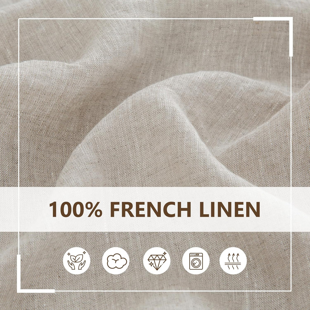Linen World Linen Tablecloth,100% French Linen Natural Tablecloth 55" x 55" Inch,Washable Square Tab