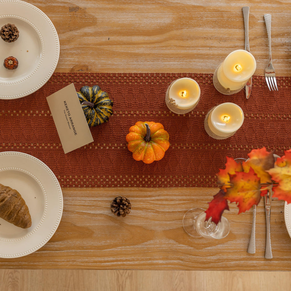 Fall Thanksgiving Boho Macrame Table Runner 12x90 Inch