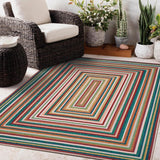 Multicolor Washable Outdoor Rug 8' x 10', Colorful, Stain Resistant, Easy Clean, Waterproof, Durable
