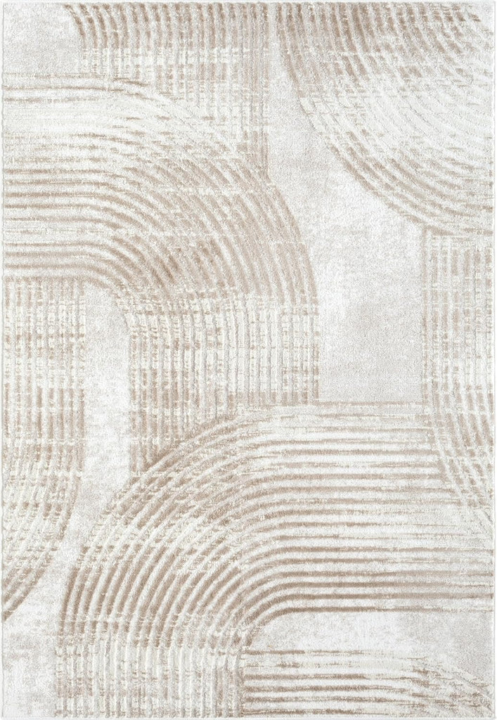 Abani Cream Area Rug for Living Room, Bedroom -Mid-Century Modern- 6' x 9' -Durable & Easy to Clean
