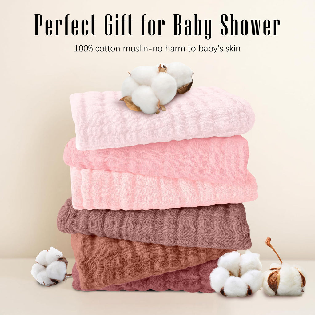 12 Pack Muslin Burp Cloths Large 100% Cotton Burping Clothes for Baby Drool - Absorbent and Soft Boys & Girls Milk
