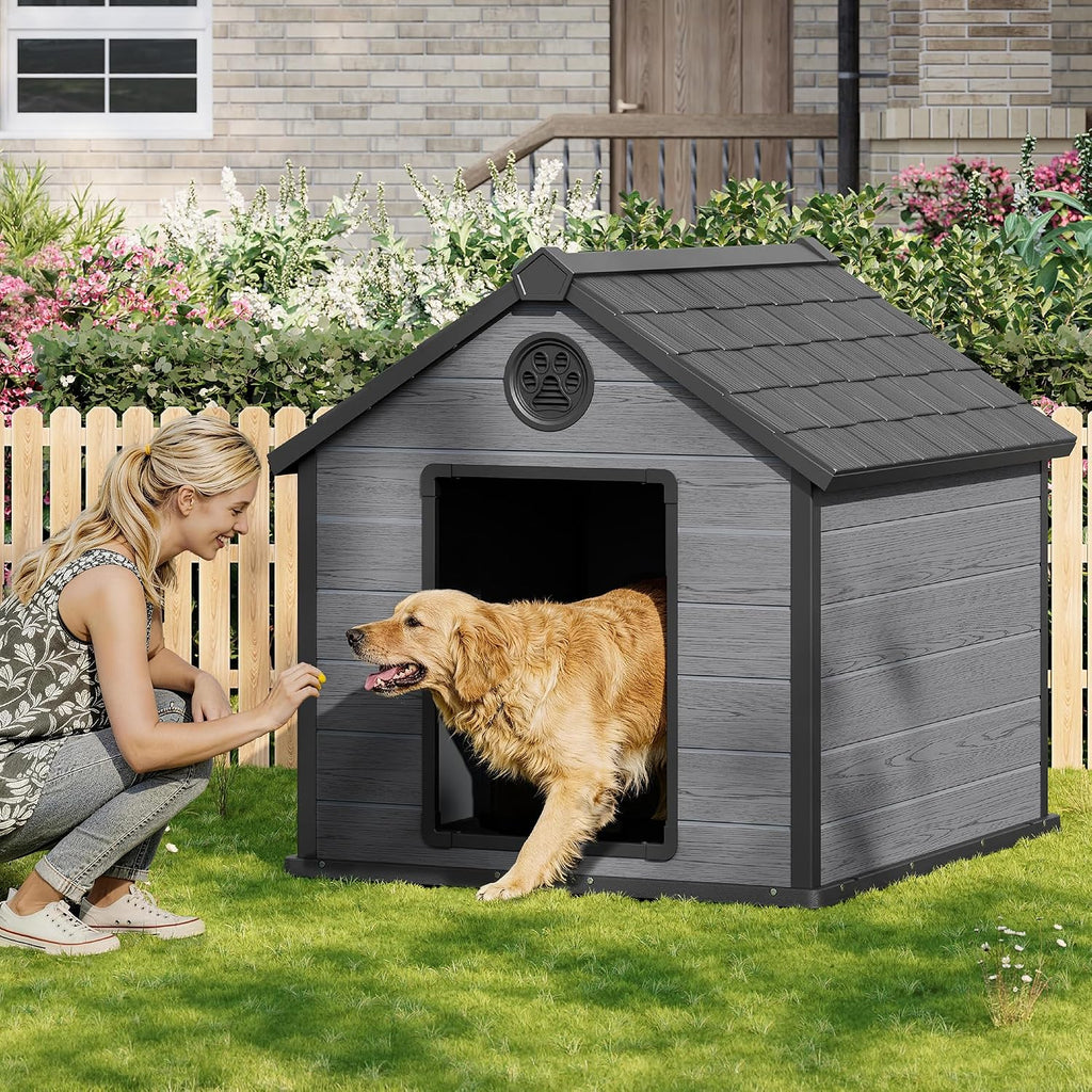 Extra-Large Giant Dog House Outdoor Indoor for Large Dogs Durable Plastic Waterproof Doghouse with Air Vents