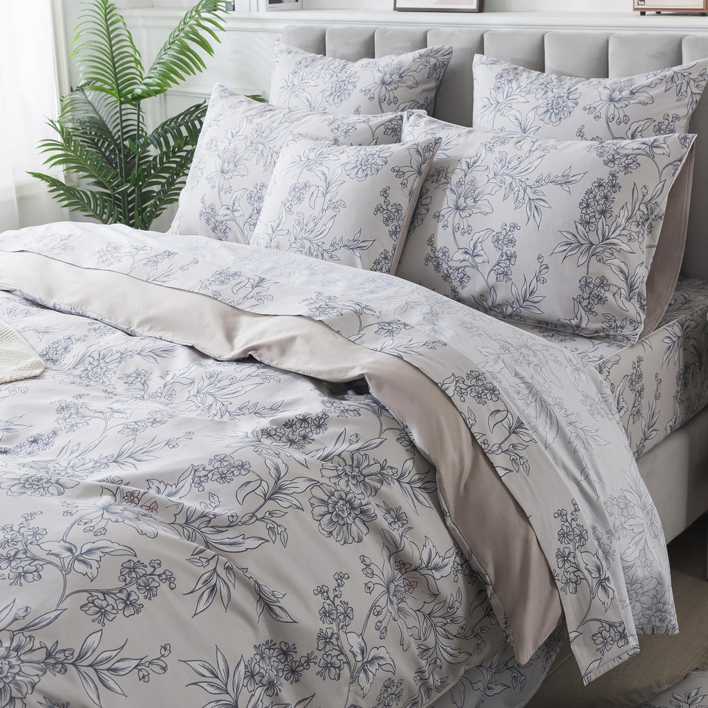 Duvet Cover Set Vintage Peony Floral Bedding Shabby Khaki Floral Quilt Cover Set Rustic Farmhouse Bedding 100%