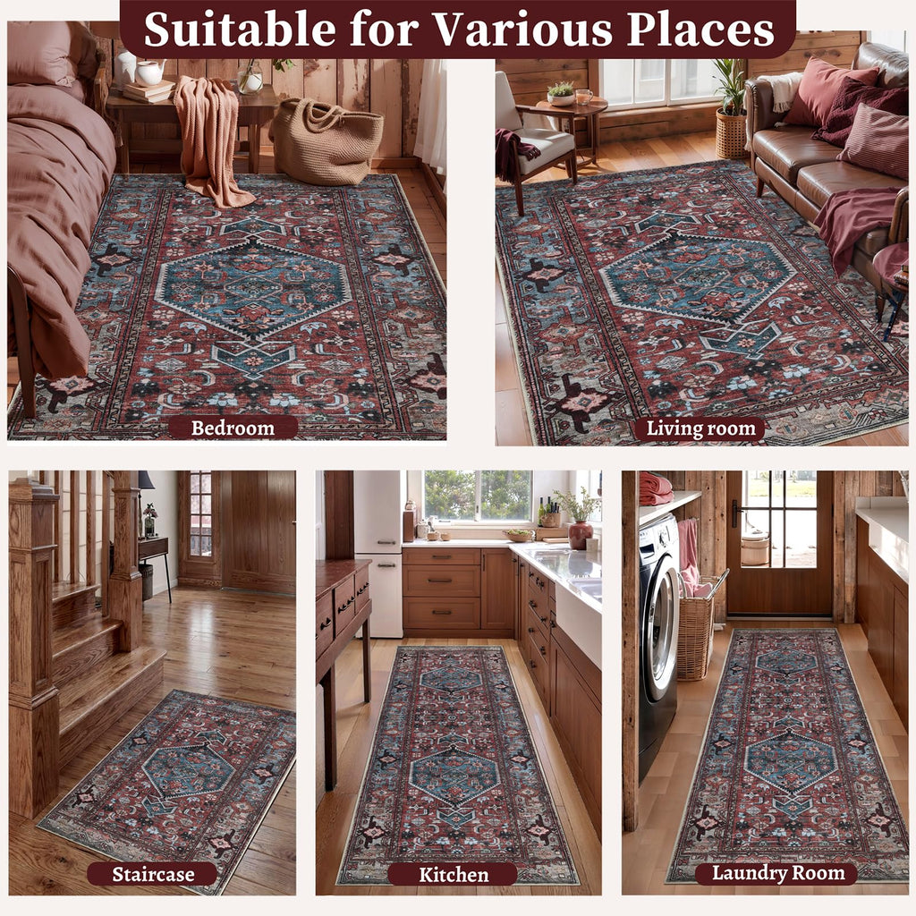 Vintage Oriental Washable Long Hallway Runner Rug Non Slip