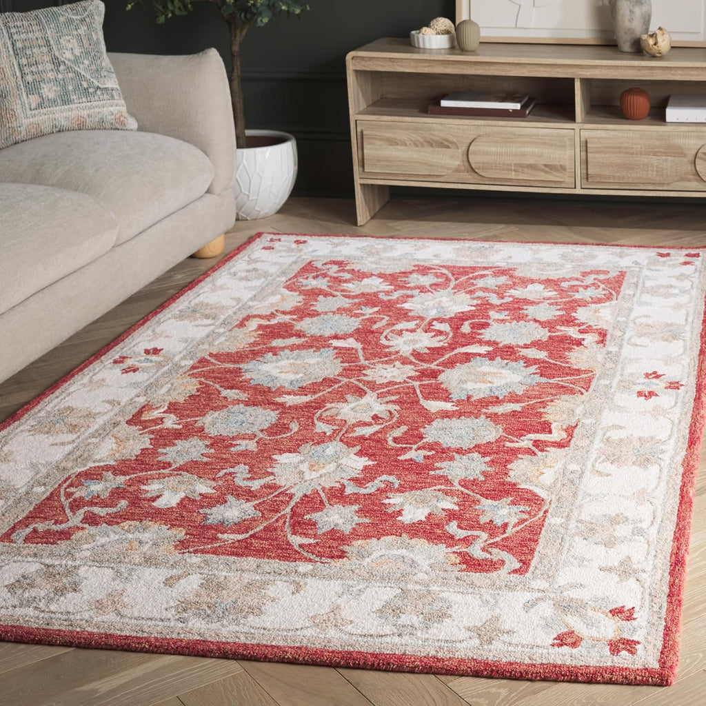 Area Rug 8x10 - Heritage - Large - Red & Ivory, Handmade Wool