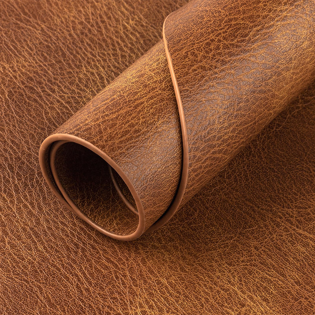 Fall Placemats Set of 8, Heat Resistant Faux Leather Turmeric Brown