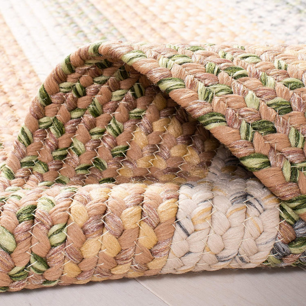Braided Indoor/Outdoor Washable Oval Rug, Tan & Multi BRD314A