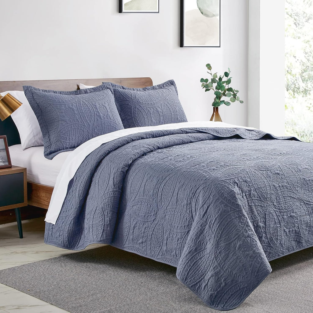 Love's cabin Quilts for Queen Bed Blue Bedspreads - Soft Bed Summer Lightweight Bedspread Comforter