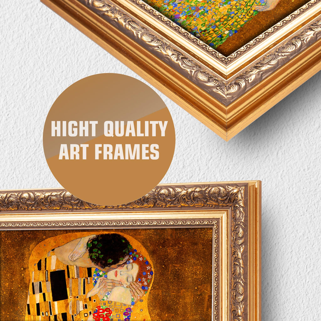 The Kiss by Gustav Klimt, Gold-Framed Art