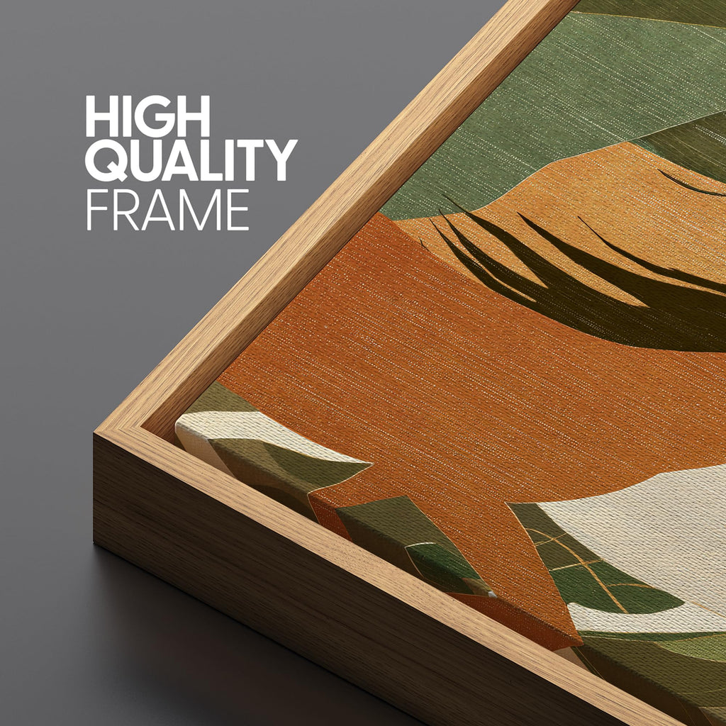 Extra Large Framed Canvas Print Wall Art Running Horses Modern Abstract Horse in Earthy Green and Orange Tones
