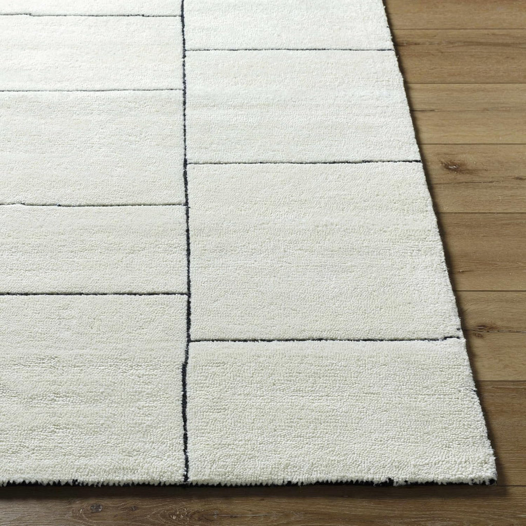 Pira Wool Living Room, Bedroom Area Rug - Geometric Striped Tile Square Abstract - Contemporary Modern Minimalist