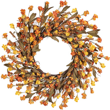 24 Inch Fall Wreaths for Front Door, Fall Decor Floral Wreath