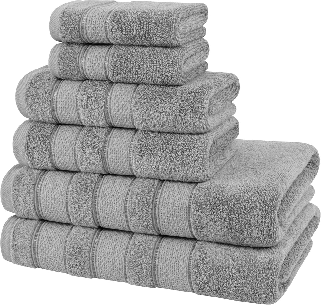 Soft Linen Salem Turkish Bath Towel Set, 100% Cotton 600 GSM 6 Piece Towels , 2 Bath Towels 2 Hand Towels 2