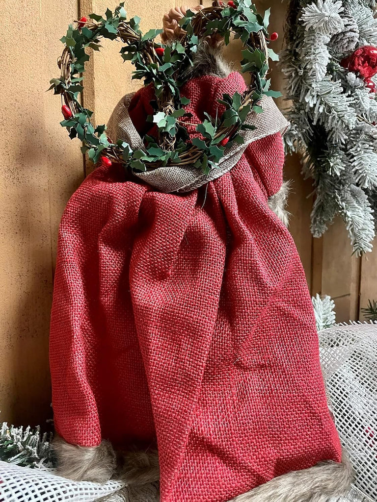 Workshop 3096 Homespun Angel Tree Topper, 16", Red,16"