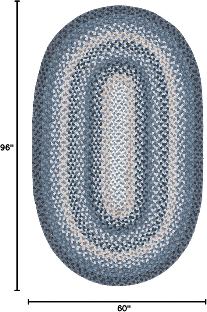 Braided Oval Rug, Dark Grey & Blue BRD651H