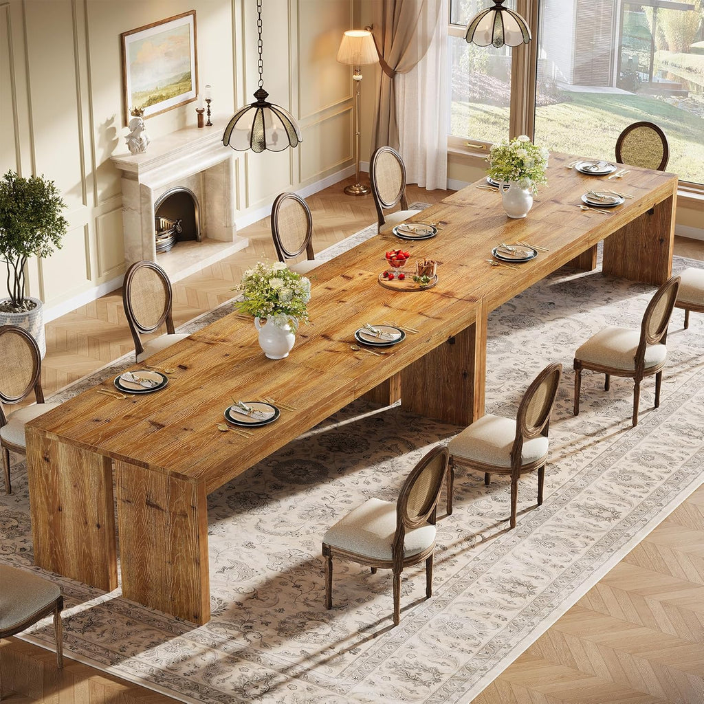 78.7-Inch Solid Wood Dining Table, Farmhouse Kitchen Table for 6-8 People, Wooden Dinner Table for Kitchen, Dining