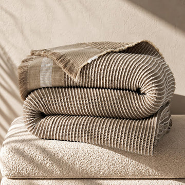 100% Organic Cotton Waffle Throw Blanket, Sand Dune, 60"x80"