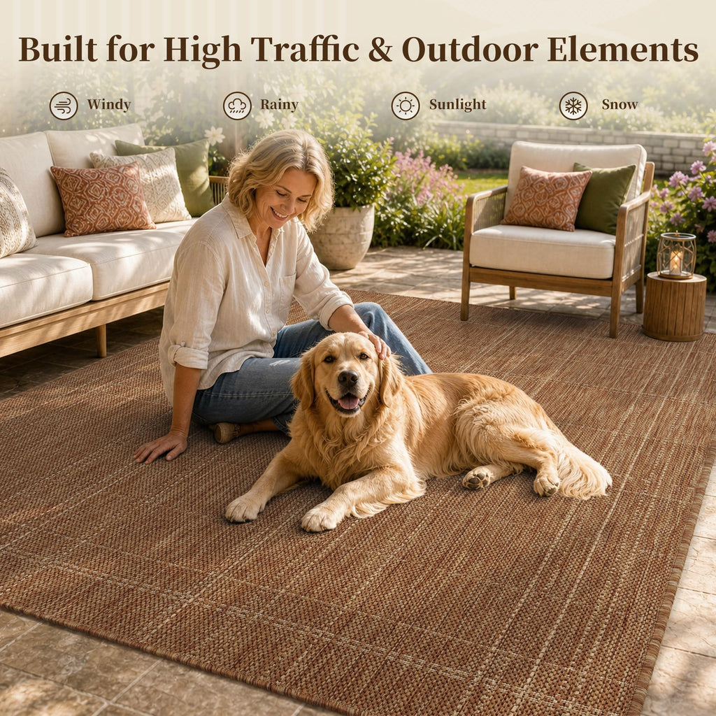 2x6 ft Indoor Outdoor Runner Rugs Porch Hallway Kitchen Door Entrance Long, Textured Weave Polypropylene, Durable for