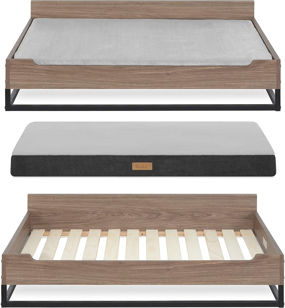 Milo Wooden Elevated Dog Bed with Soft Foam Mattress, Large