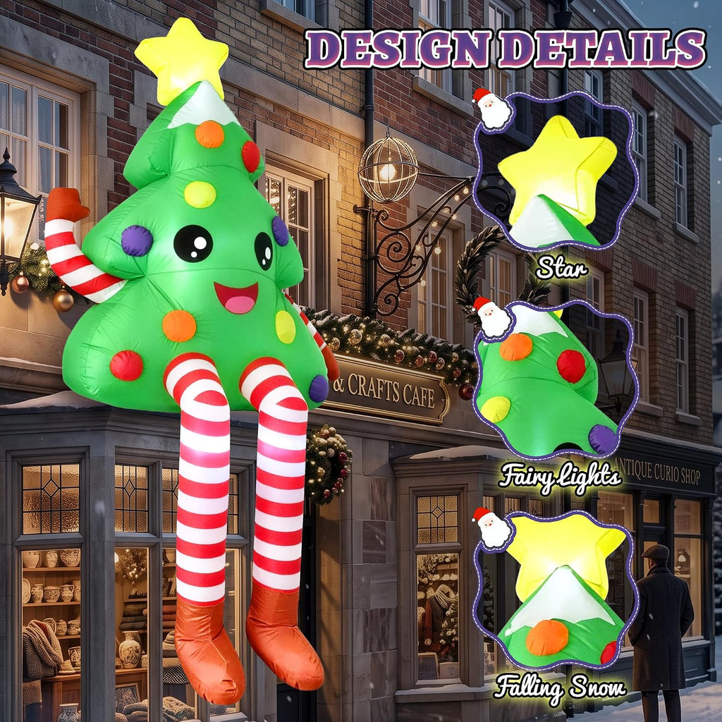 8FT Christmas Inflatables Sitting Christmas Tree Xmas Outdoor Decor