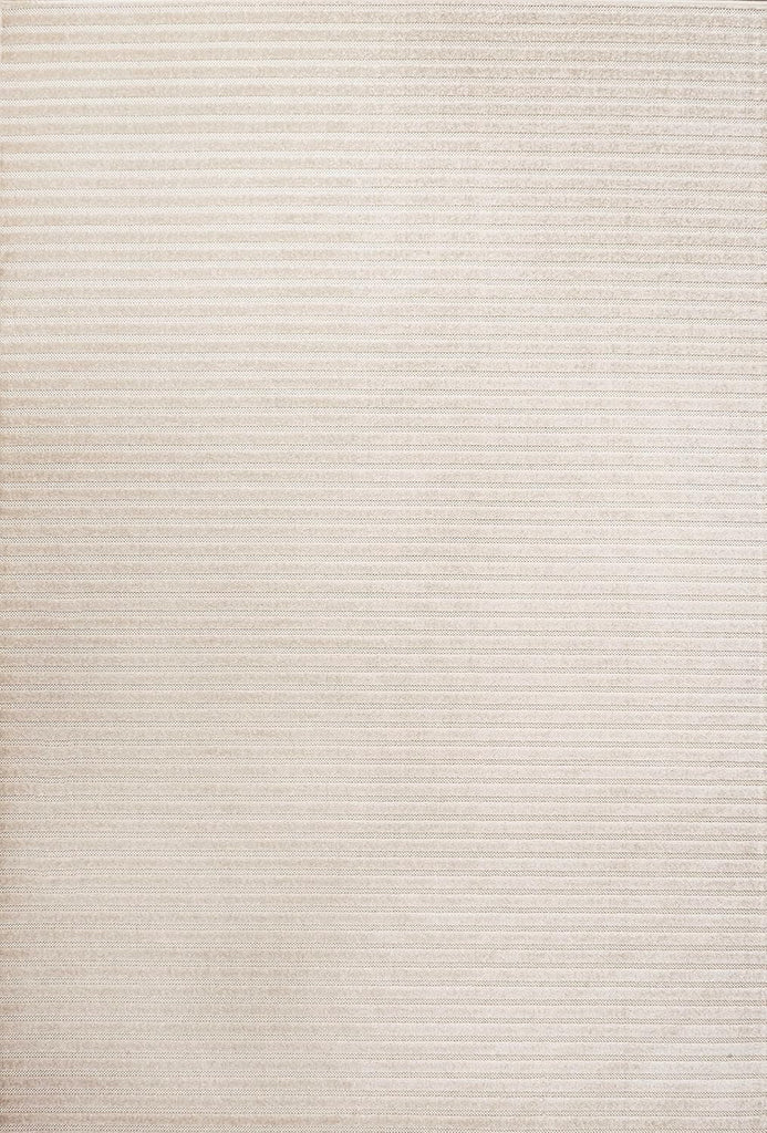 Aarhus High-Low Striped Ivory/Cream Indoor/Outdoor Area Rug 8x10, Minimalist Geometric, Classic, Farmhouse, Cottage