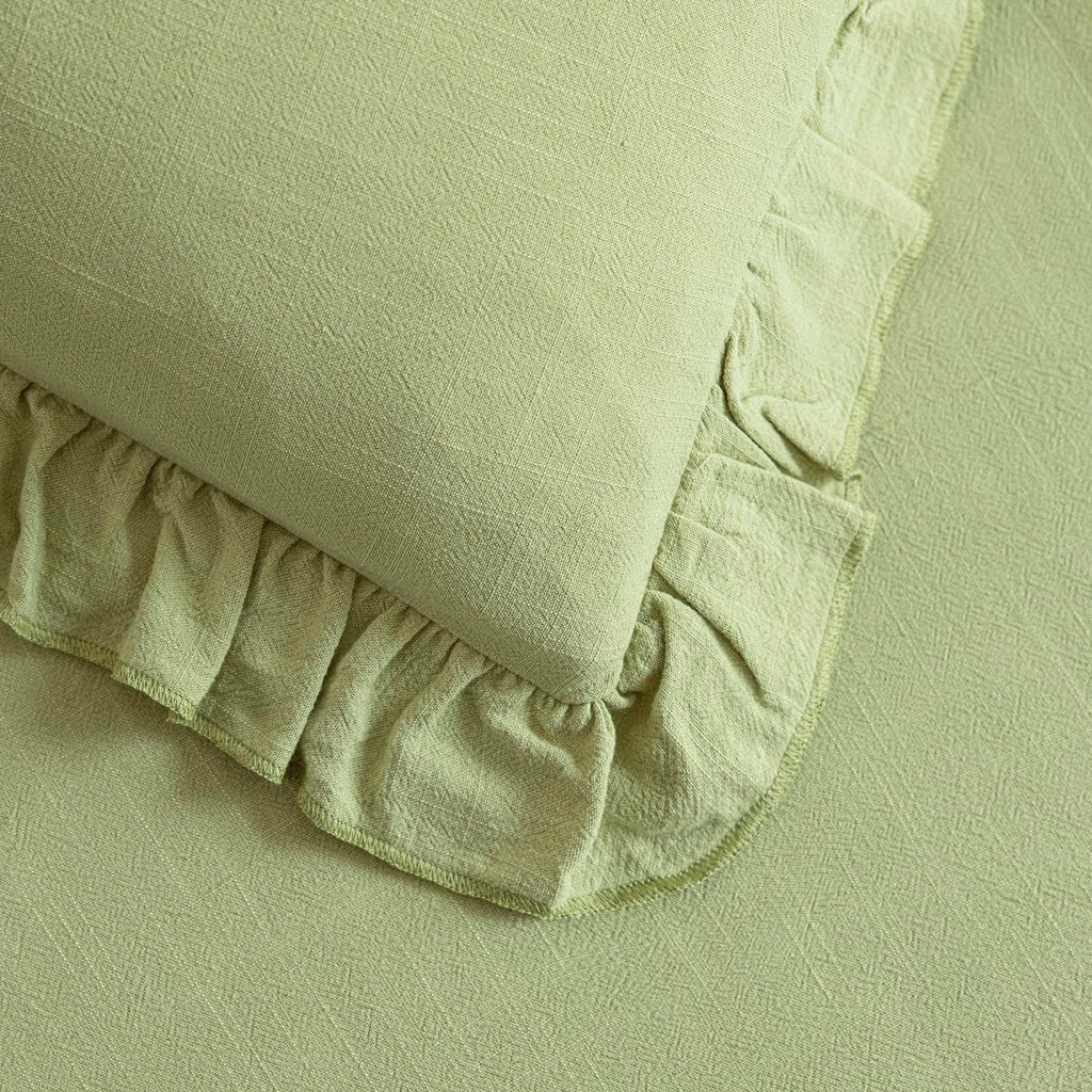 Linen Fringe Ruffle Throw Pillow Covers 18×18 Inch Light Green