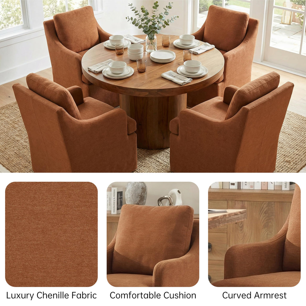 Upholstered, Dining Room Chairs with Casters