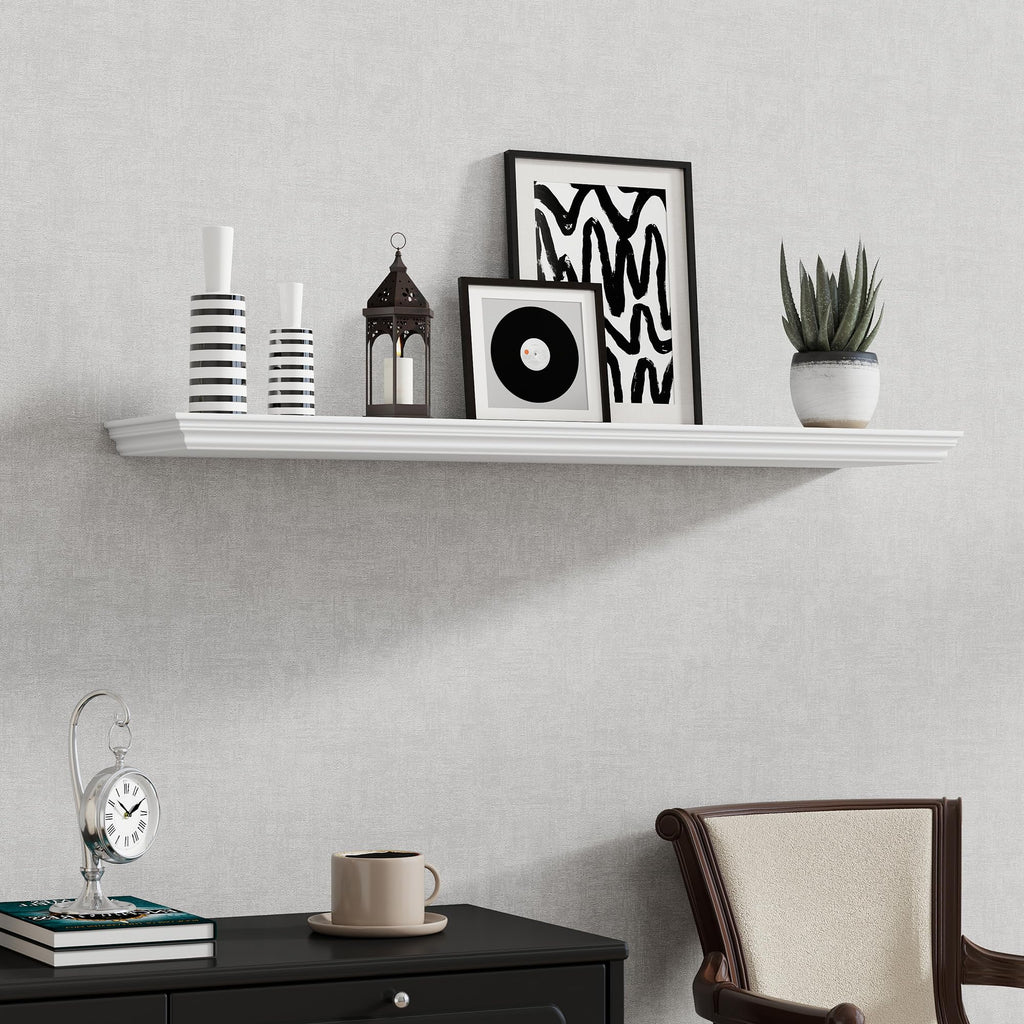 Floating Shelves 40 Inch Long, 9.3 Inch Deep Classic Crown Molding Floating Shelves for Wall, Rustic Wooden Shelves