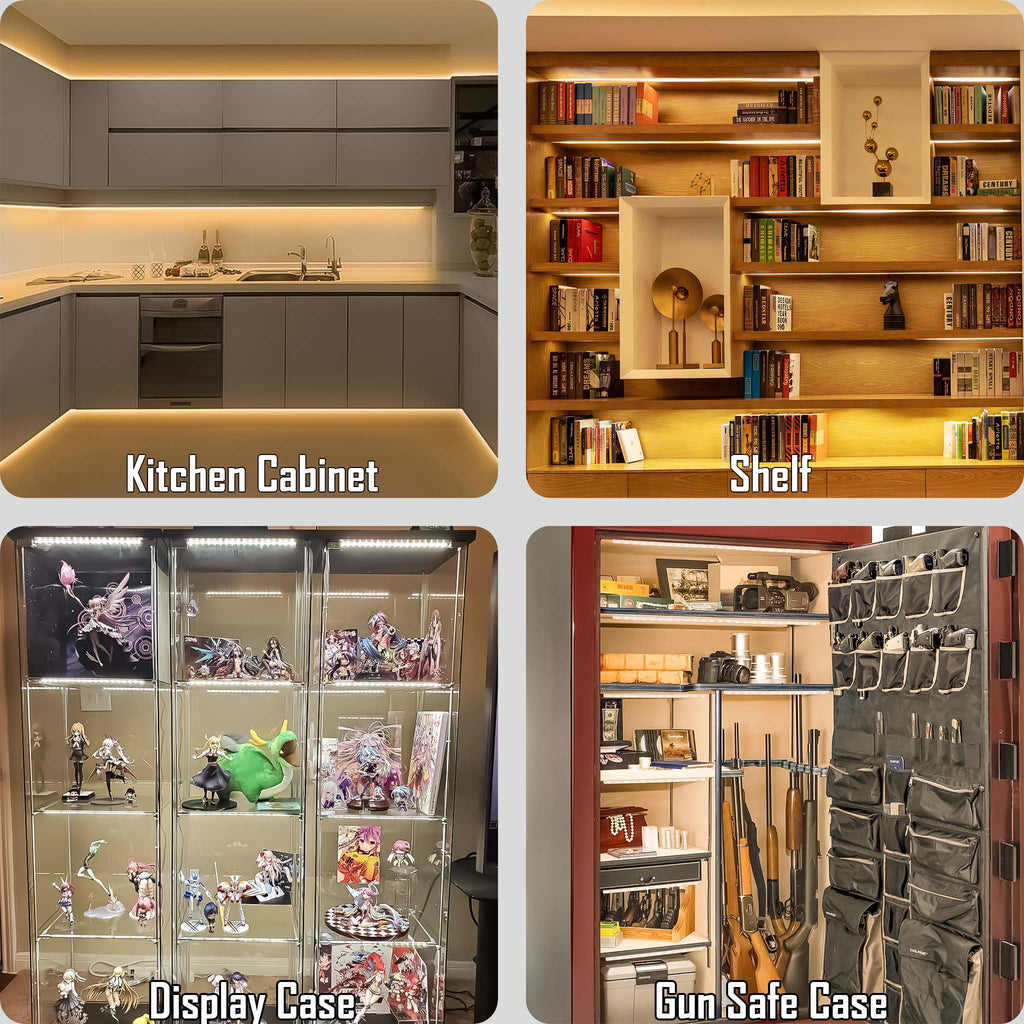 Motion Sensor Under Cabinet Lights, Plug in, Seamlessly Linkable, 6 Pcs 12 Inch Under Counter Lighting Bars, Closet