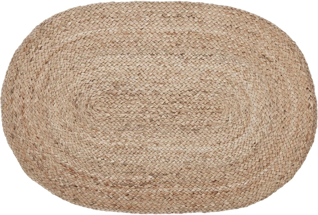 Jute Rug 24x36 w/Pad, Jute Area Rug, Accent Rug, Floor Decor, Braided, Natural Jute Collection, Oval 24x36, Natural