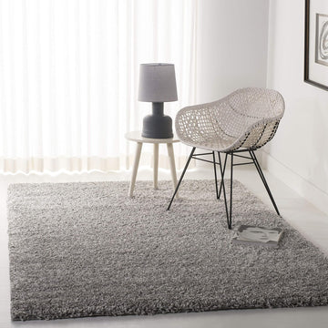 California Shag Collection Area Rug - 5'3" Square, Silver, Non-Shedding & Easy to Clean, Ultra Plush Thick Pile