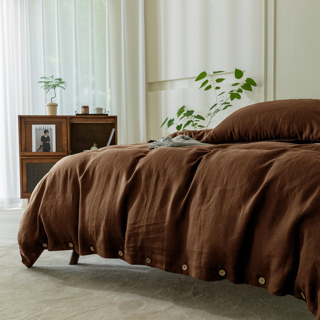 100% Pure Linen Duvet Cover Set 90X90Inch 3pcs (1 Duvet Cover, 2 Pillowcases) Soft and Breathable for All