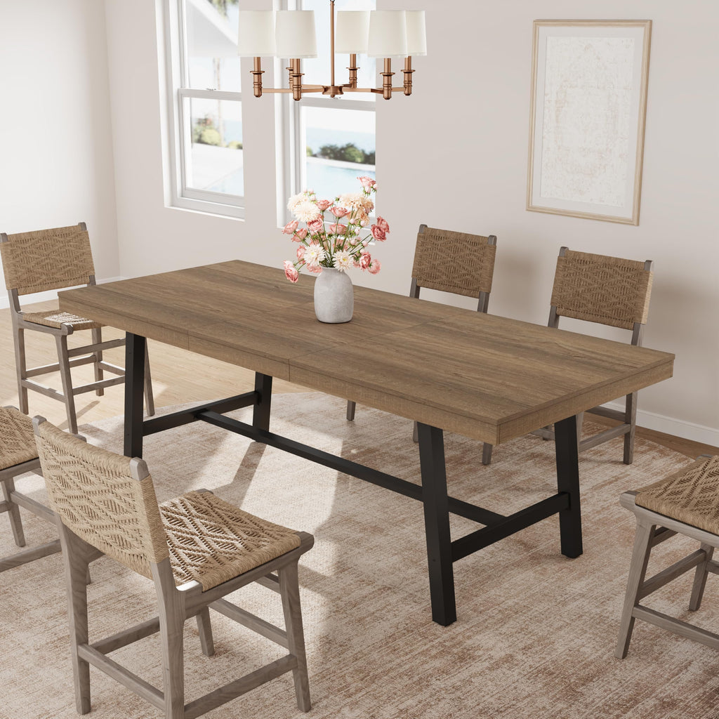 63-83" Extendable Dining Table, Industrial Rectangular Dining Room Table for 6-8 People, Expandable Kitchen Table