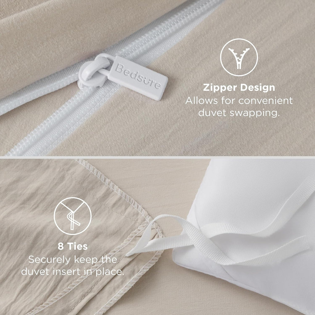 Duvet Cover Queen - 3 Pieces Prewashed Extra Soft Bedding Set, Includes 1 Duvet Cover 90x90 Inches with Zipper
