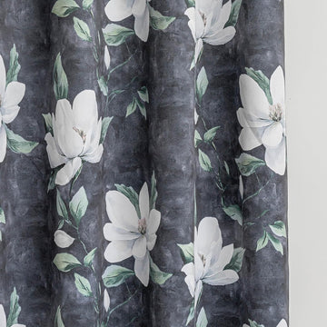 Floral 95% Blackout Curtains 84 Inch Length 2 Panels Light Grey