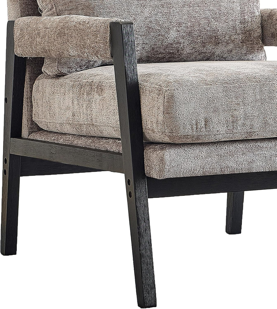 Kelly Mid-Century Modern Chenille Upholstered Accent Armchair, Gray