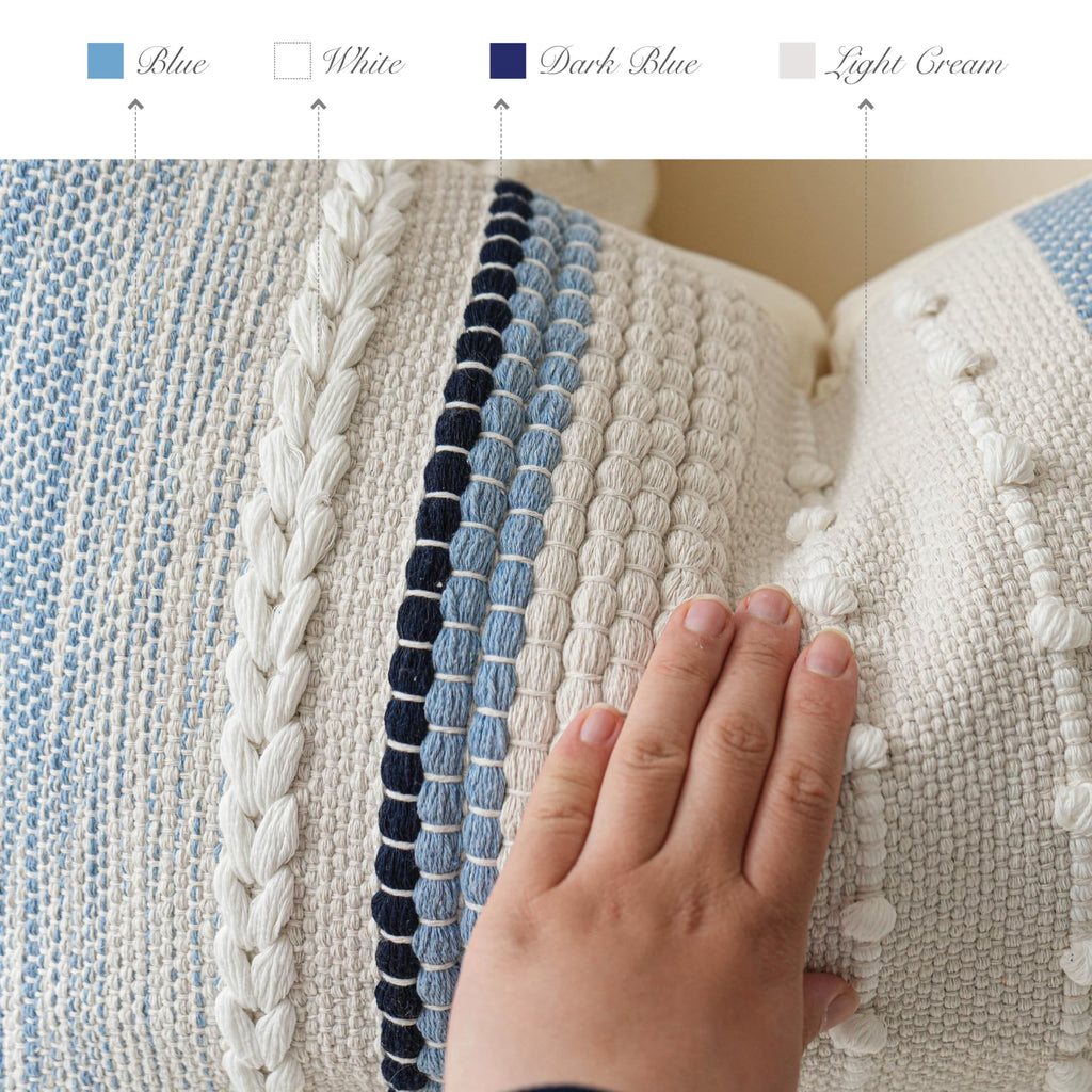 Coastal Blue Decorative Lumbar Pillow Cover 14x36 Boho Long Body Pillow for Bed Farmhouse Lumbar Throw Pillow for