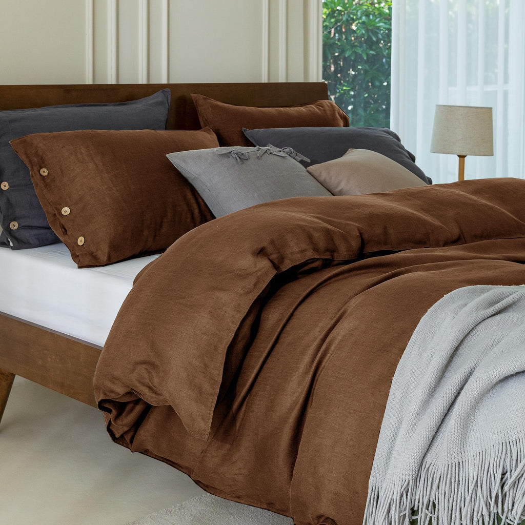100% Pure Linen Duvet Cover Set 90X90Inch 3pcs (1 Duvet Cover, 2 Pillowcases) Soft and Breathable for All
