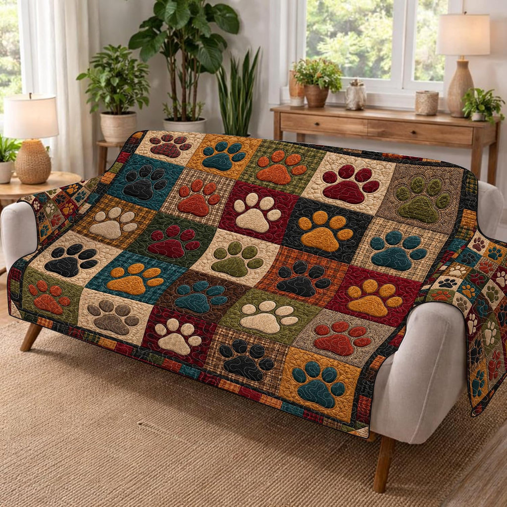Perosnalized Paw Patchwork Sofa Cover, Quilt Cover Couch Protector for Chair, Loveseat Sofa, Dog Puppy Couch Throw